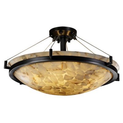 Alabaster Rocks! Small Semi-Flush Bowl with Ring by Justice Design Group - Starlight Lighting USA and Canada
